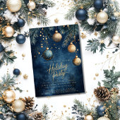 Navy Blue Gold Ornamenten Baubles Kerstvakantie Kaart