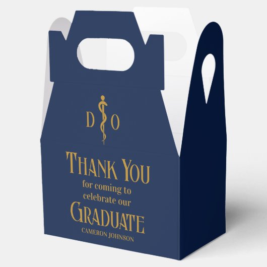 Navy Blue Gold Osteopath Graduation Party Bedankdoosjes (Geopend)