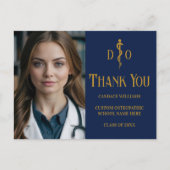 Navy Blue Gold Osteopathic Doctor Foto Dank u Briefkaart (Voorkant)