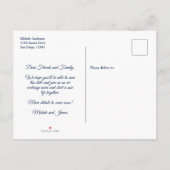 Navy Blue Gold Palm Tree Weddenschap Save Date Fot Aankondigingskaart (Achterkant)