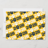 Navy Blue & Gold Paw Print Afstuderen Kaart (Achterkant)