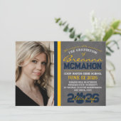 Navy Blue & Gold Paw Print Afstuderen Kaart (Staand voorkant)