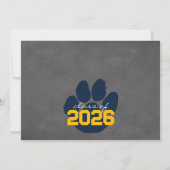 Navy Blue & Gold Paw Print Afstuderen Kaart (Achterkant)