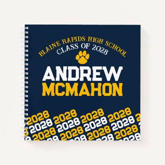 Navy Blue & Gold Pawprint Afstuderen Guestbook Notitieboek (Voorkant)