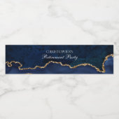 Navy Blue Gold Pensioenpartij Gepersonaliseerd Waterfles Etiket (Enkel label)