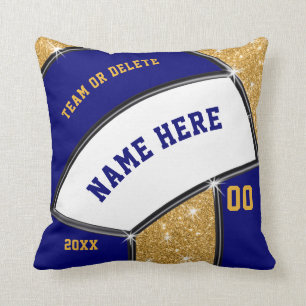 Navy Blue, Gold Personalized Volleyball Pillow Kussen