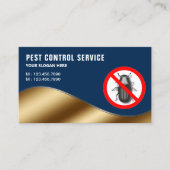 Navy Blue Gold Pest Control Service Visitekaartje (Voorkant)