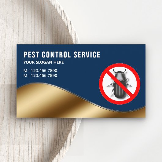 Navy Blue Gold Pest Control Service Visitekaartje
