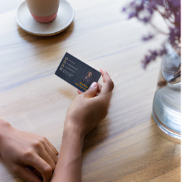 Navy Blue Gold Photo Attorney Business Card Magnetisch Visitekaartje