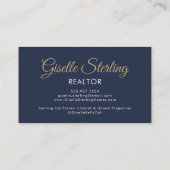 Navy Blue Gold Photo Monogram Realtor QR-code Visitekaartje (Achterkant)