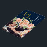 Navy Blue Gold Photo Wedding Save the Date Magneet<br><div class="desc">Navy Blue Gold Photo Wedding Save the Date Magnet. Waterverf florale fotobruiloft,  behalve de date magnet.</div>