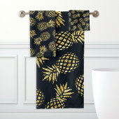 Navy Blue Gold Pineapple Pattern Bad Handdoek