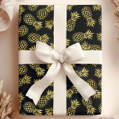 Navy Blue Gold Pineapple Pattern Cadeaupapier