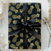 Navy Blue Gold Pineapple Pattern Cadeaupapier