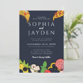 Navy Blue Gold PIZZA Modern Minimaal Chic Kaart (Staand voorkant)