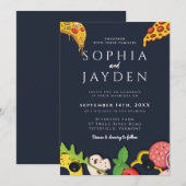 Navy Blue Gold PIZZA Modern Minimal Chic Kaart (Voorkant / Achterkant)