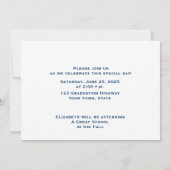 Navy Blue, Gold Polka Dots, Afstuderen Foto Kaart (Achterkant)