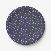 Navy Blue Gold Polka Dots Elegante papieren Borden Papieren Bordje (Voorkant)