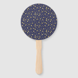 Navy Blue Gold Polka Dots Hand Fan Handwaaier