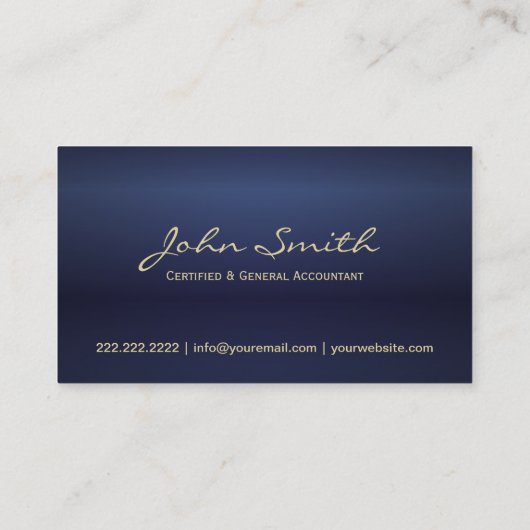 Navy Blue & Gold Professional Accounting Visitekaartje (Achterkant)