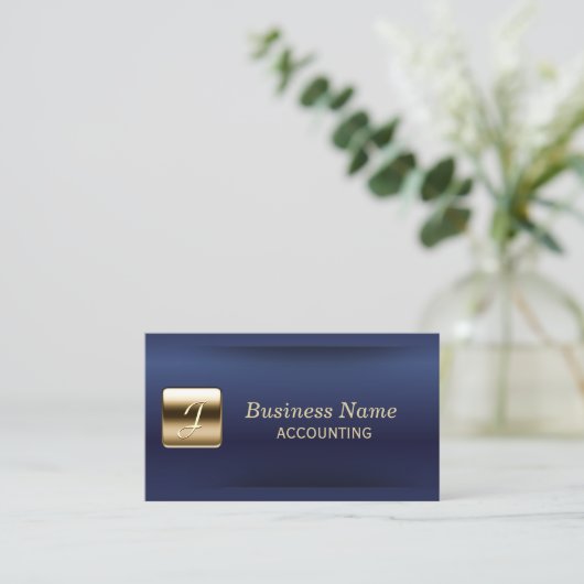 Navy Blue & Gold Professional Accounting Visitekaartje (Staand voorkant)