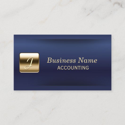 Navy Blue & Gold Professional Accounting Visitekaartje (Voorkant)