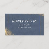 Navy Blue Gold QR Code Digital Wedding RSVP Card Informatiekaartje (Achterkant)