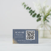 Navy Blue Gold QR Code Digital Wedding RSVP Card Informatiekaartje (Staand voorkant)