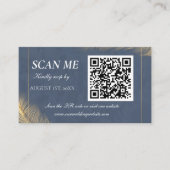 Navy Blue Gold QR Code Digital Wedding RSVP Card Informatiekaartje (Voorkant)