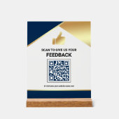 Navy Blue Gold QR-code Klantfeedback Beoordeling Acryl Bord (Voorkant)