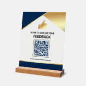 Navy Blue Gold QR-code Klantfeedback Beoordeling Acryl Bord (Hoek)