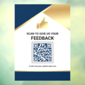 Navy Blue Gold QR-code Klantfeedback Beoordeling Raamsticker (Vel 3)