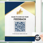 Navy Blue Gold QR-code Klantfeedback Beoordeling Raamsticker (Huis)