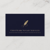Navy Blue Gold Quill Logo Visitekaartje (Voorkant)