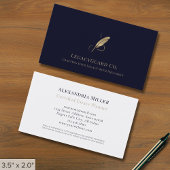 Navy Blue Gold Quill Logo Visitekaartje