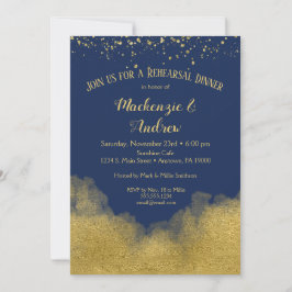 Navy Blue Gold repesial Dinner Invitation Kaart