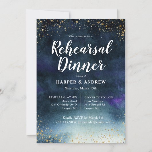 Navy Blue Gold-repetitie Kaart (Voorkant)