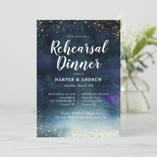 Navy Blue Gold-repetitie Kaart (Staand voorkant)