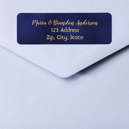 Navy blue Gold return address label