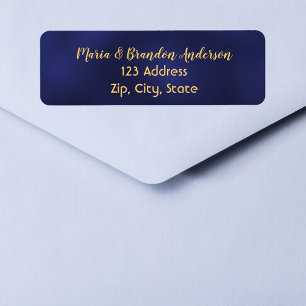 Navy blue Gold return address label