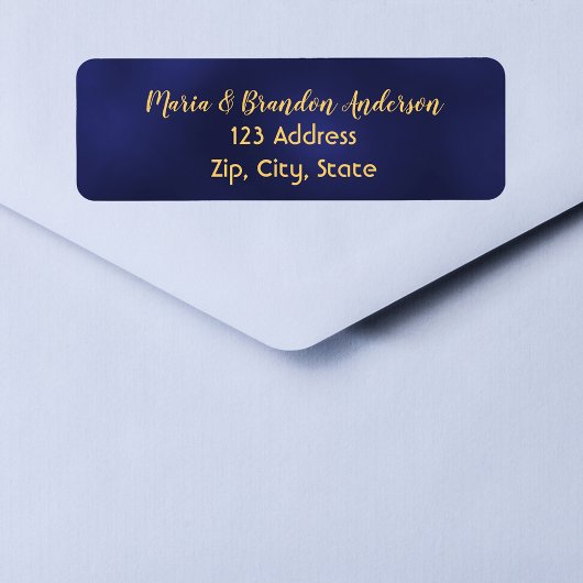 Navy blue Gold return address label