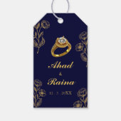 Navy Blue Gold Ring Verloving dank u Cadeaulabel (Voorkant)