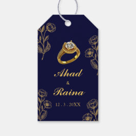 Navy Blue Gold Ring Verloving dank u Cadeaulabel