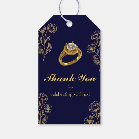 Navy Blue Gold Ring Verloving dank u Cadeaulabel (Achterkant)