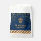 Navy Blue Gold Royal Prince Crown Dank je wel Bedankzakje (Voorkant)