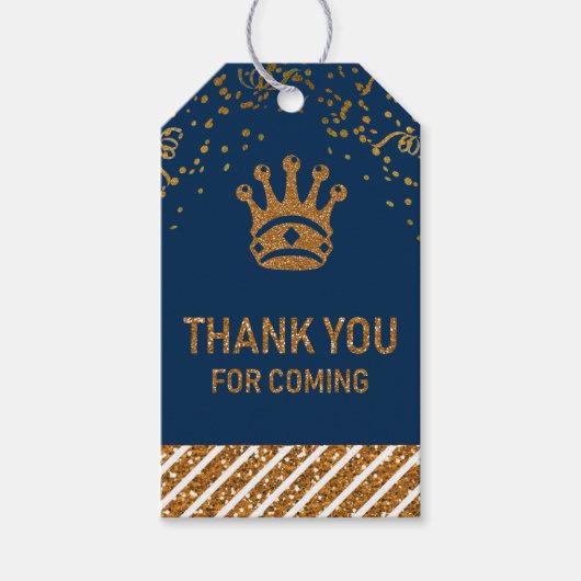 Navy Blue Gold Royal Prince Crown Dank je wel Cadeaulabel (Voorkant)