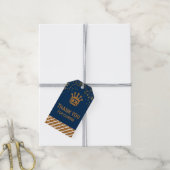 Navy Blue Gold Royal Prince Crown Dank je wel Cadeaulabel (Met Touw)