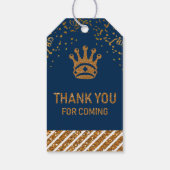 Navy Blue Gold Royal Prince Crown Dank je wel Cadeaulabel (Achterkant)
