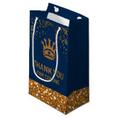 Navy Blue Gold Royal Prince Crown Dank je wel Klein Cadeauzakje (Voorkant Gekanteld)