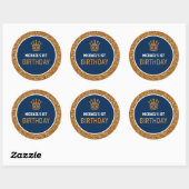 Navy Blue Gold Royal Prince Kroon Eerste Verjaarda Ronde Sticker (Vel)